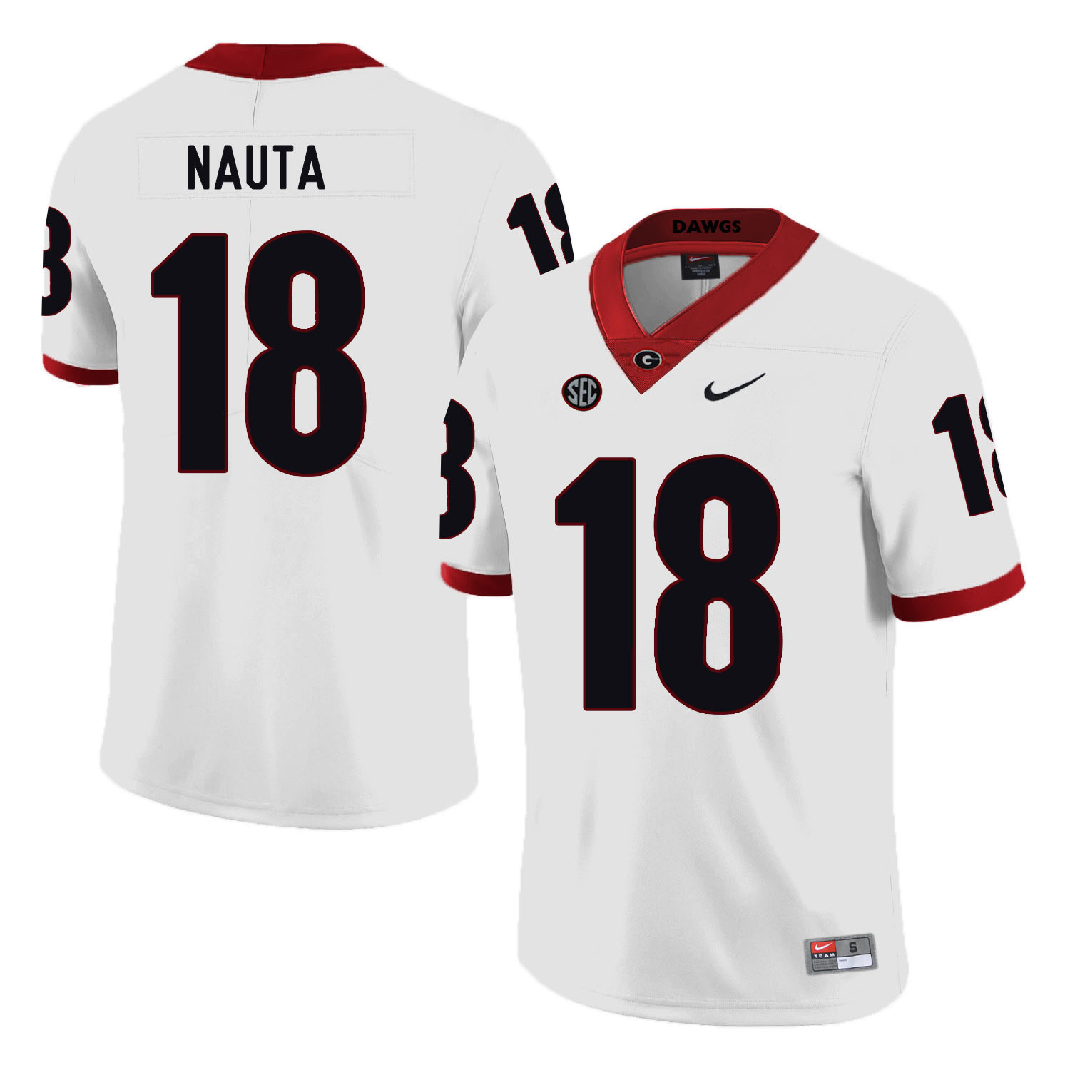 Men's Georgia Bulldogs #18 Isaac Nauta Nike White Football Jersey