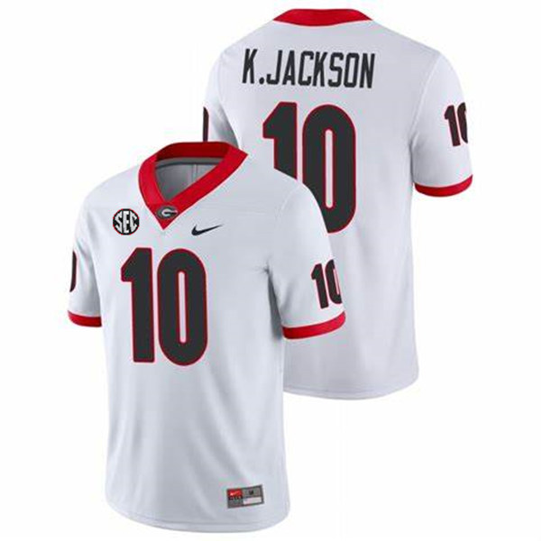 Men's Georgia Bulldogs #10 Kearis Jackson Nike White Football Jersey