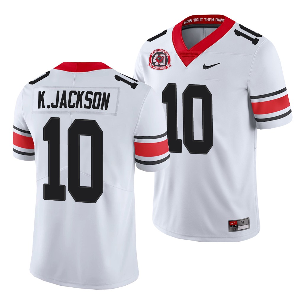 Men's Georgia Bulldogs #10 Kearis Jackson Nike 40th anniversary white alternate football jersey