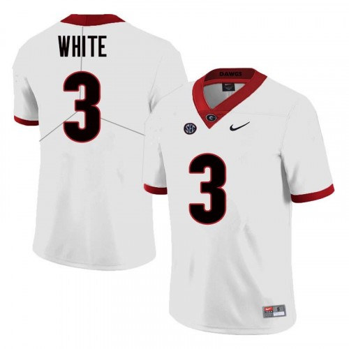 Men's Georgia Bulldogs #3 Zamir White Nike White Football Jersey