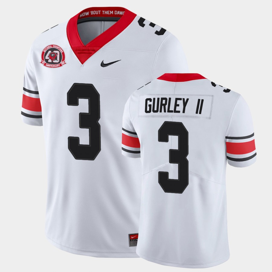 Men's Georgia Bulldogs #3 Todd Gurley II Nike 40th anniversary white alternate football jersey