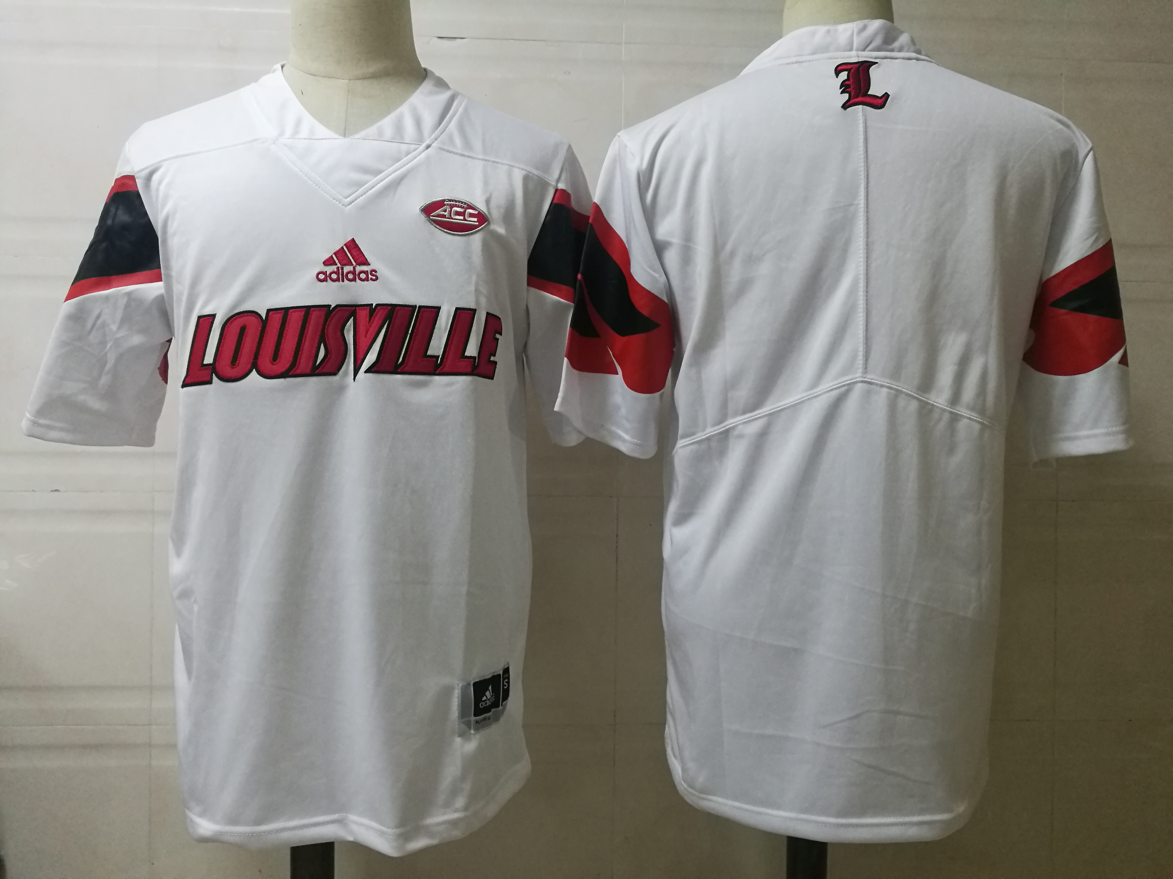 Mens Custom Louisville Cardinals White Adidas College Personalized Football Jersey