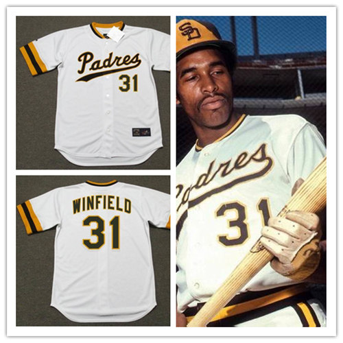 #31 DAVE WINFIELD San Diego Padres 1974 Majestic Cooperstown Home Baseball Jersey