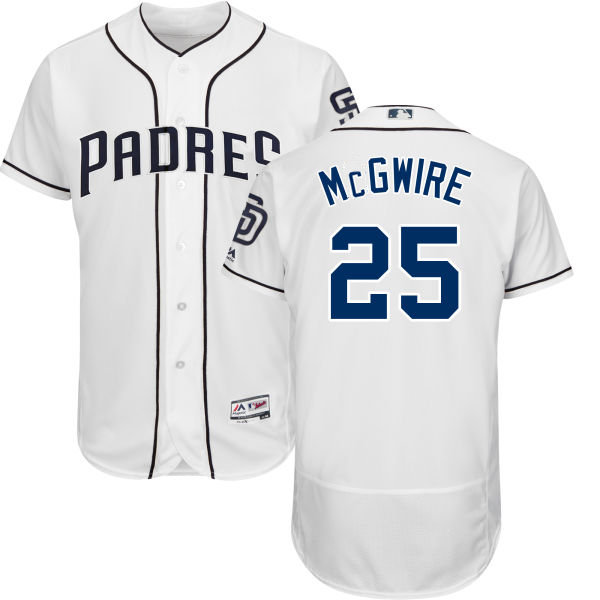 Men's San Diego Padres #25 Mark McGwire White Flex base Baseball Jersey