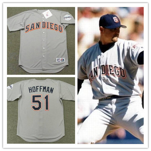 #51 TREVOR HOFFMAN San Diego Padres 1998 Majestic Throwback Away Baseball Jersey 