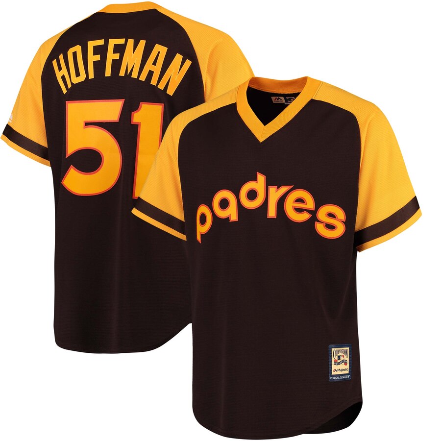 Men's San Diego Padres Throwback Player #51 Trevor Hoffman Brown Pullover Throwback Jersey