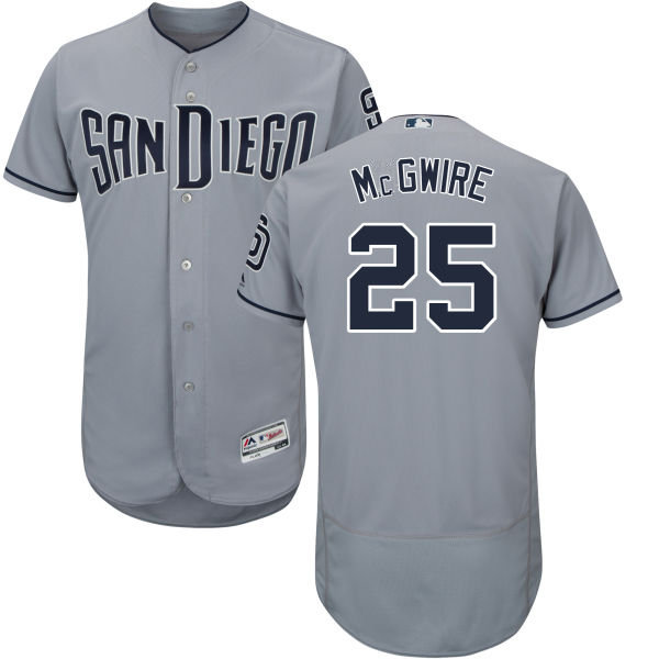 Men's San Diego Padres #25 Mark McGwire grey Flex base Baseball Jersey