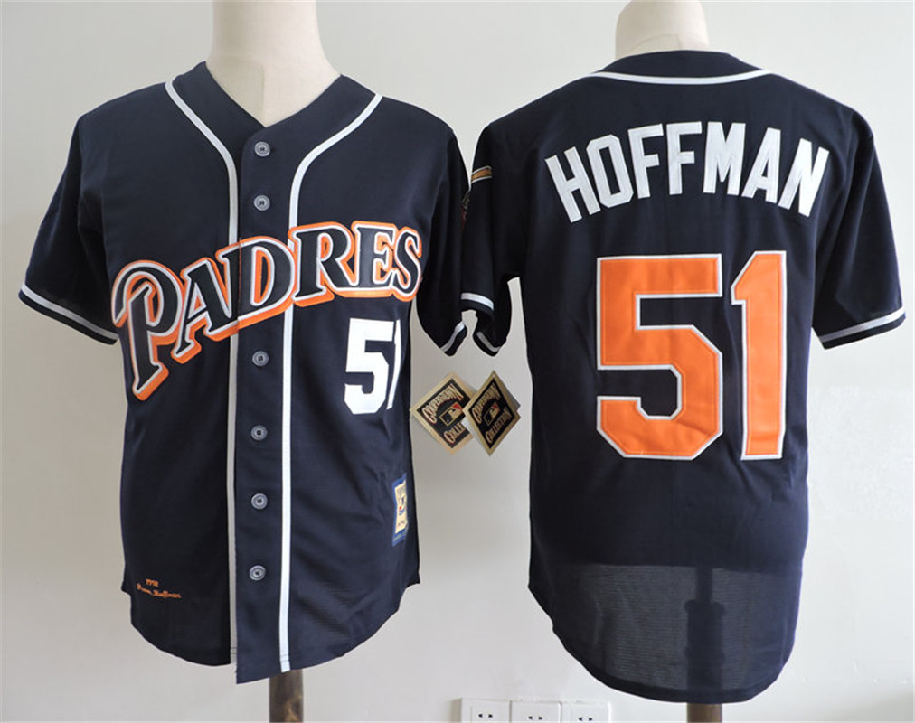 Men's San Diego Padres #51 Trevor Hoffman Navy Blue 1998 Throwback Jersey