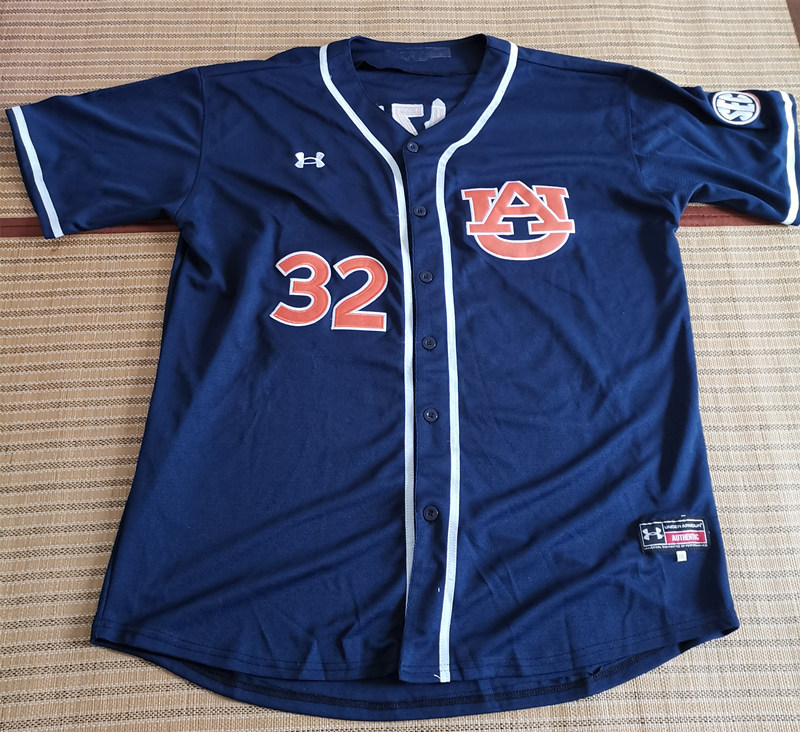 Men's NCAA Auburn Tigers #32 Casey Mize Navy Under Armour College Baseball Jersey