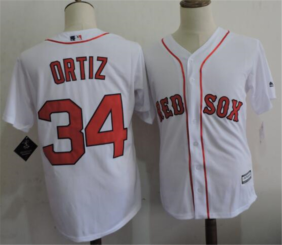 Mens Boston Red Sox #34 David Ortiz White Majestic Cool Base Baseball Jersey