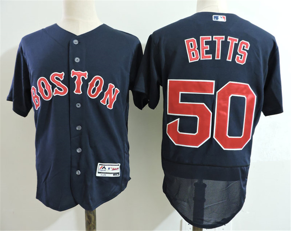 Mens Boston Red Sox #50 Mookie Betts Navy Majestic Flex Base Baseball Jersey
