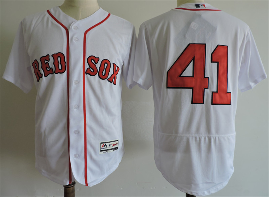 Mens Boston Red Sox  #41 Chris Sale White Majestic Flex Base Baseball Jersey