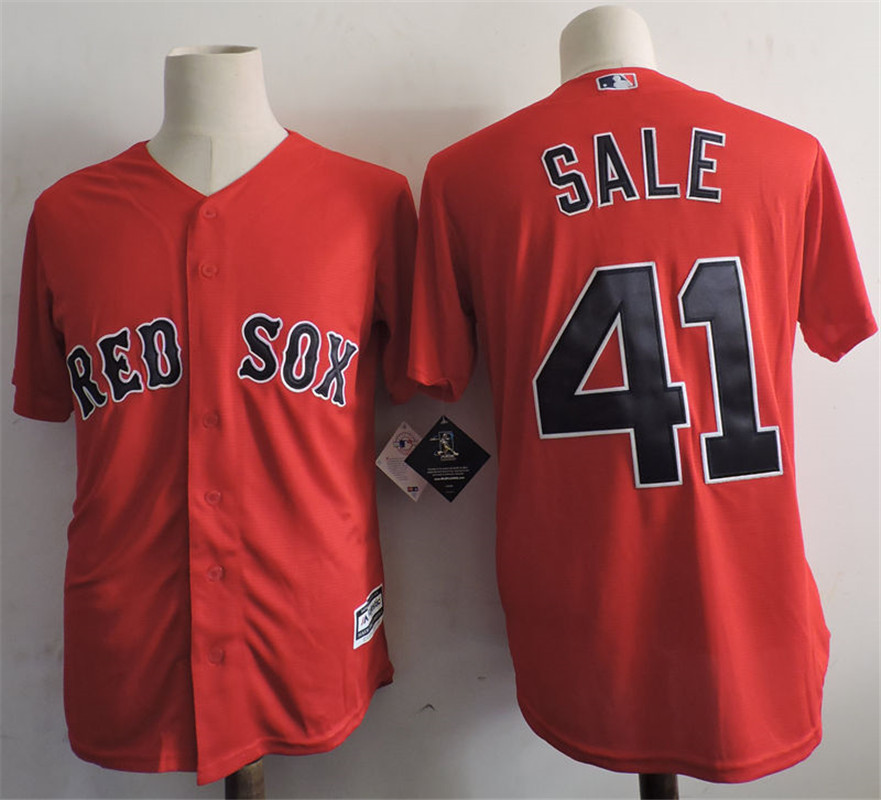 Mens Boston Red Sox #41 Chris Sale Red Majestic Cool Base Baseball Jersey
