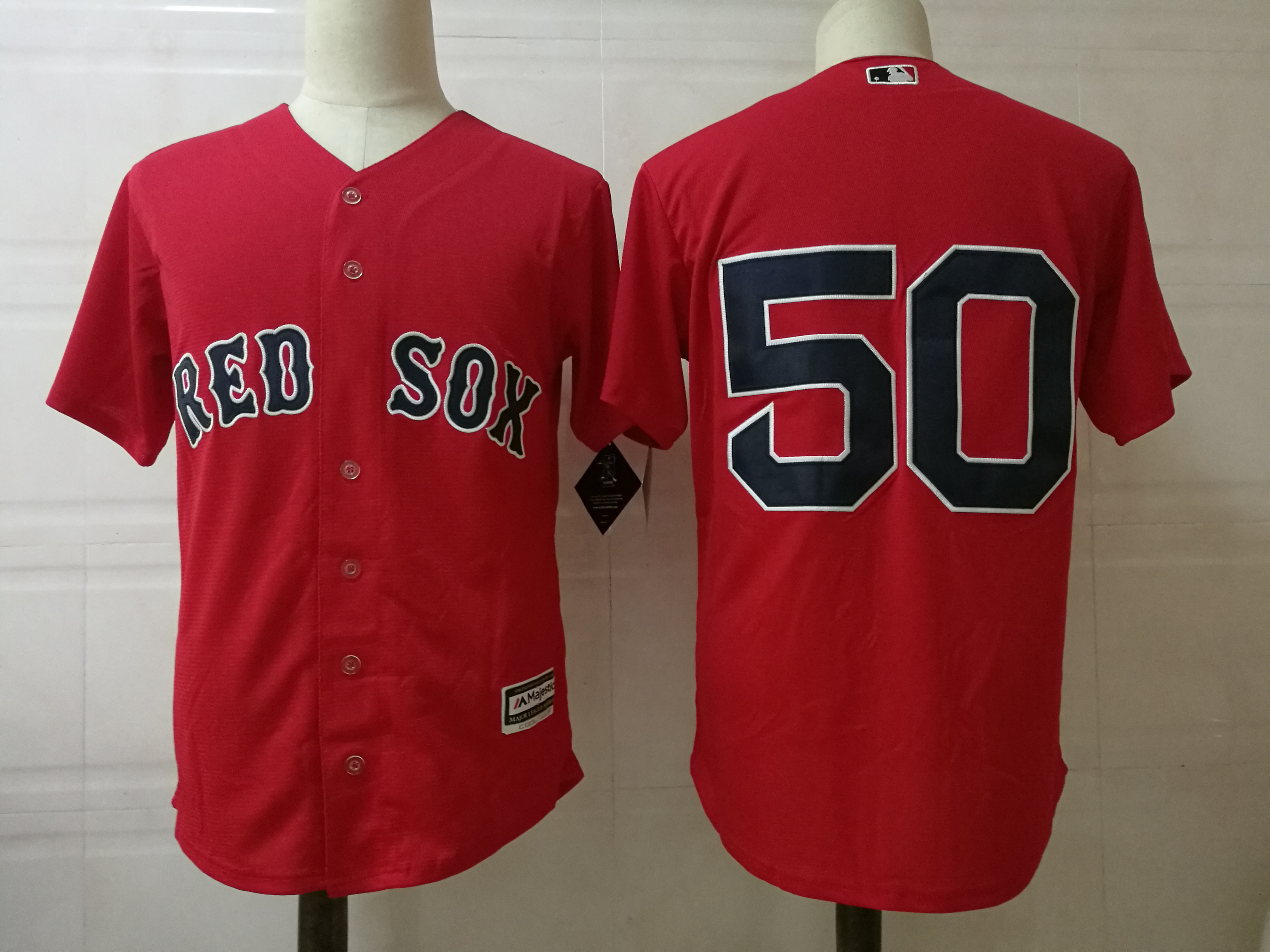 Mens Boston Red Sox  #50 Mookie Betts  Red Majestic Cool Base Baseball Jersey