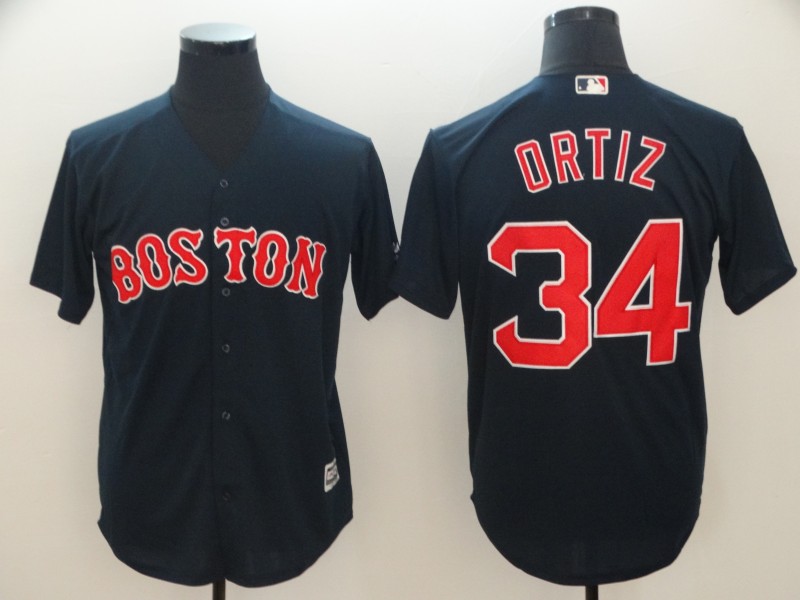 Mens Boston Red Sox #34 David Ortiz Navy Majestic Cool Base Baseball Jersey