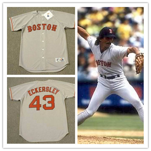 Mens Boston Red Sox #43 DENNIS ECKERSLEY 1998 Majestic Throwback Away Baseball Jersey