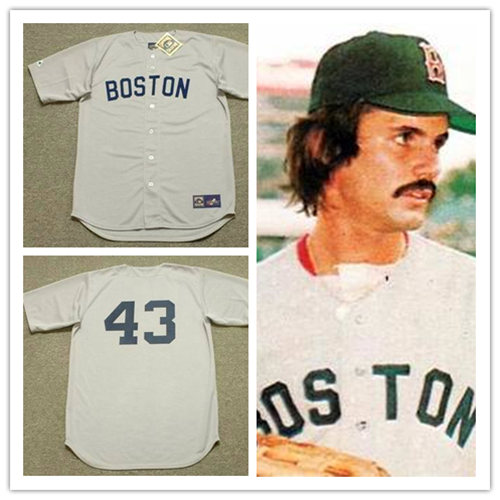 Mens Boston Red Sox #43 DENNIS ECKERSLEY 1982 Majestic Cooperstown Throwback Away Jersey