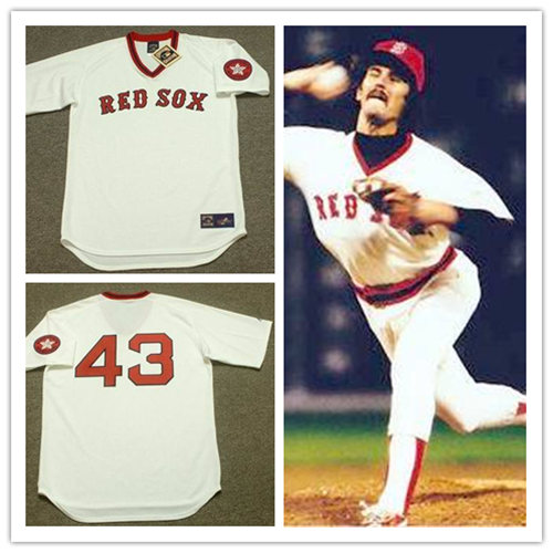 Mens Boston Red Sox #43 DENNIS ECKERSLEY 1970's Majestic Cooperstown Throwback Jersey