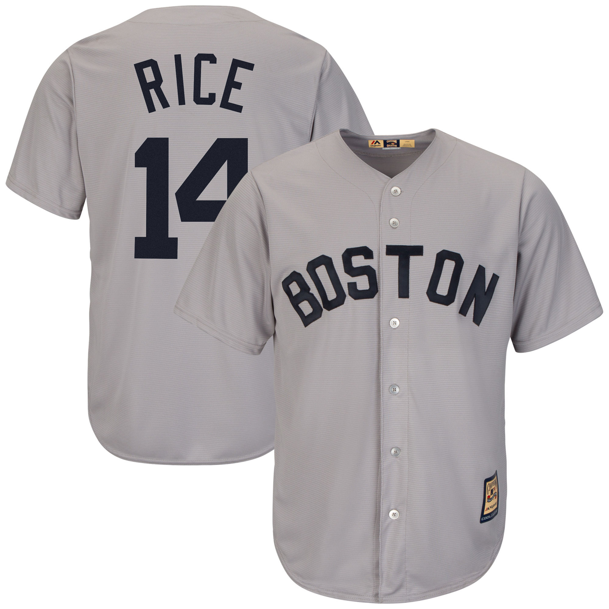 Men's Boston Red Sox #14 Jim Rice Majestic Gray Cooperstown Collection Cool Base Replica Player Jersey