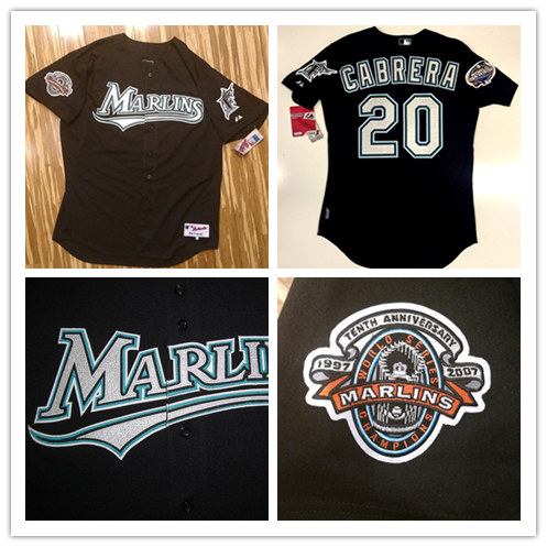 Men's Florida Miami Marlins #20 Miguel Cabrera 2007 Black Authentic Baseball Jersey