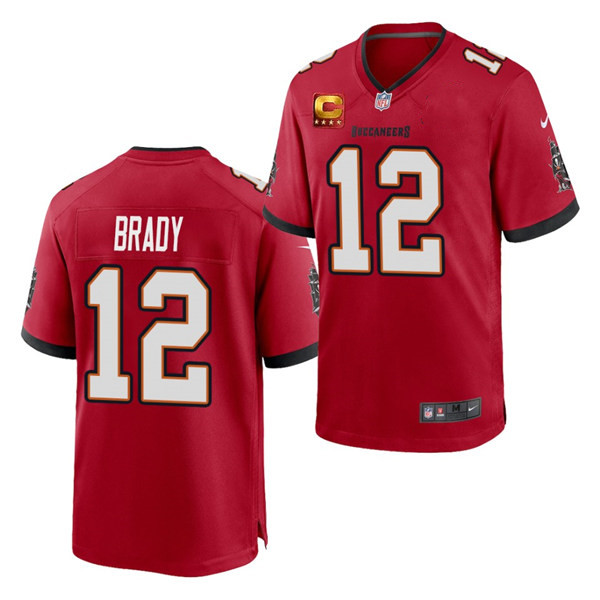 Men's Tampa Bay Buccaneers #12 Tom Brady Nike Red Game Football Jersey with C patch