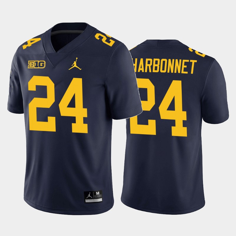 Mens NCAA Michigan Wolverines #24 Zach Charbonnet Brand Jordan Navy Stitched College Football Jersey