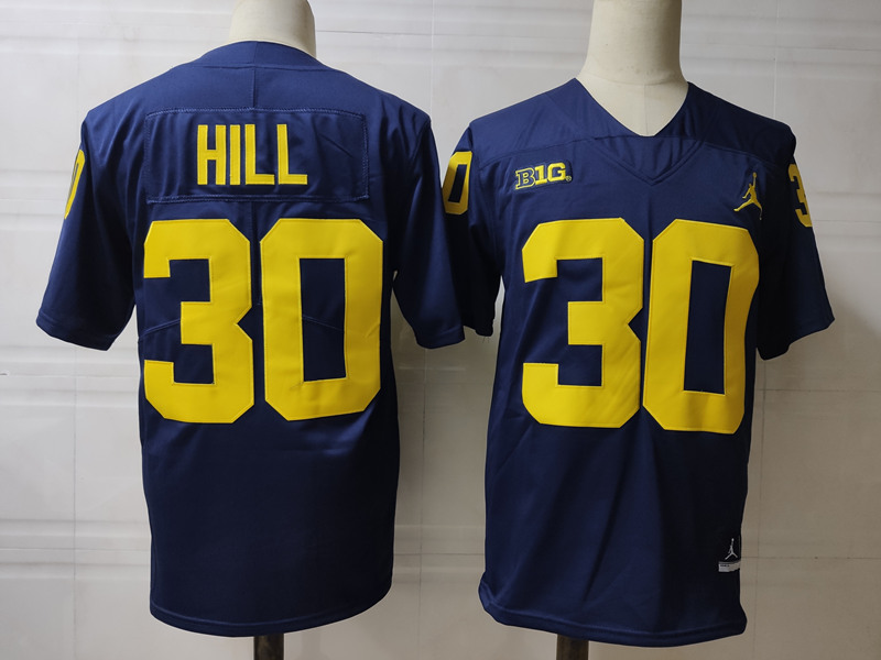 Mens NCAA Michigan Wolverines #30 Daxton Hill Brand Jordan Navy Stitched College Football Jersey