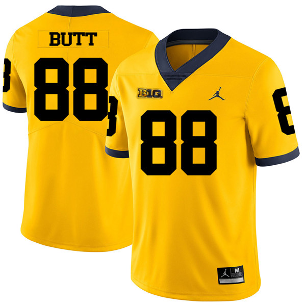 Mens NCAA Michigan Wolverines #88 Jake Butt Brand Jordan Gold Stitched College Football Jersey