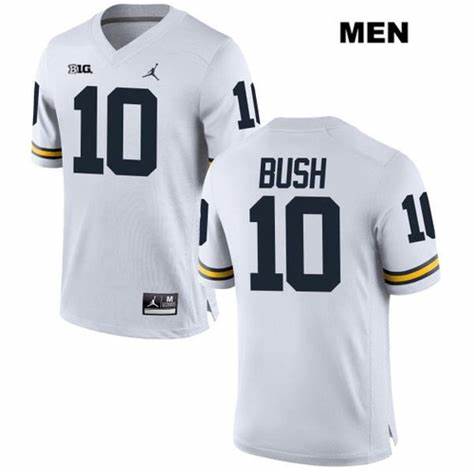 Mens NCAA Michigan Wolverines #10 Devin Bush Brand Jordan White Stitched College Football Jersey