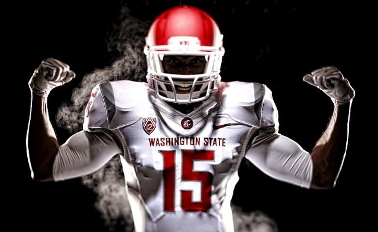  Mens Washington State Cougars Custom Nike 2012-18 White Limited Football Jersey
