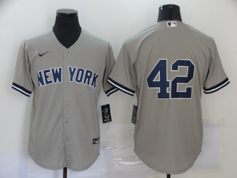 Men's New York Yankees #42 Mariano Rivera  Nike Gray Road Cool Base Baseball Jersey