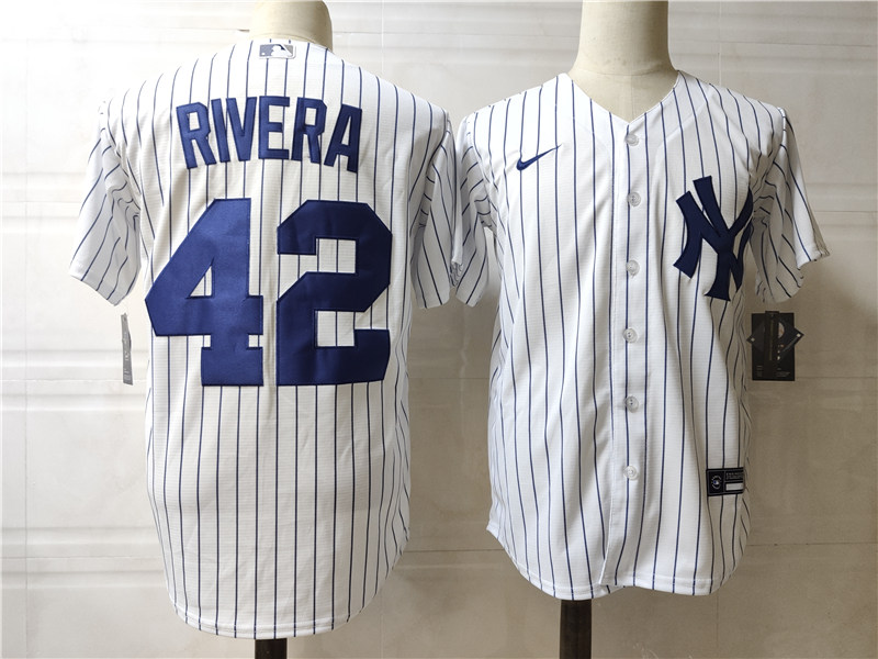 Men's New York Yankees #42 Mariano Rivera  Nike White Home Cool Base Baseball Jersey -with Name on back