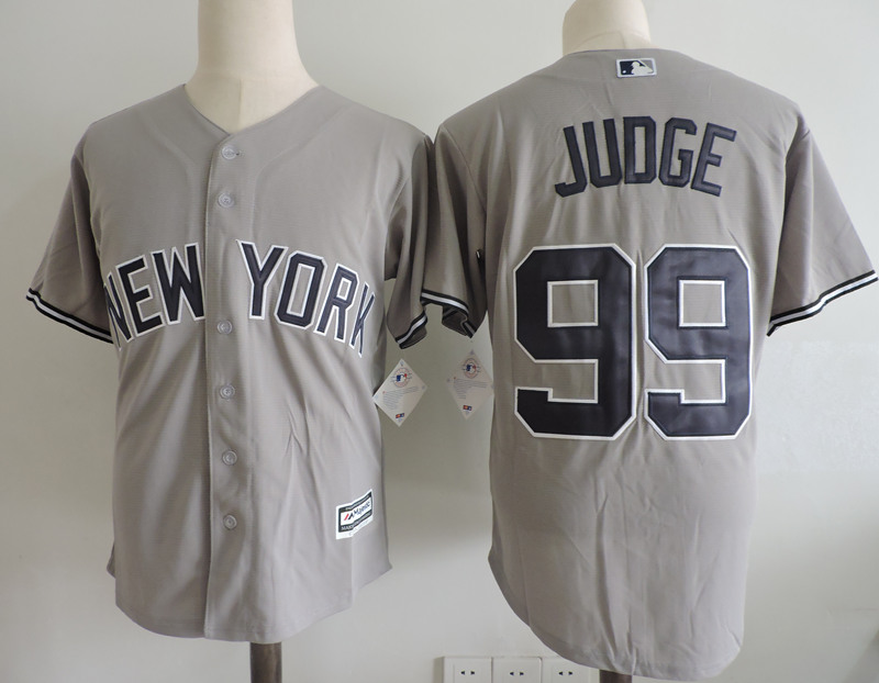 Men's New York Yankees #99 Aaron Judge Majestic Grey Cool Base Player Jersey
