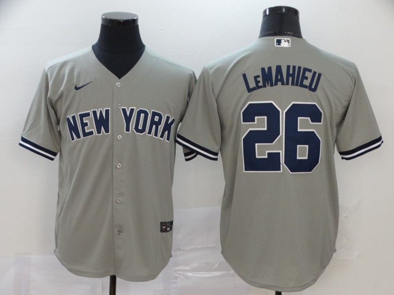 Men's New York Yankees #26 DJ LeMahieu Nike Gray Road Cool Base Baseball Jersey