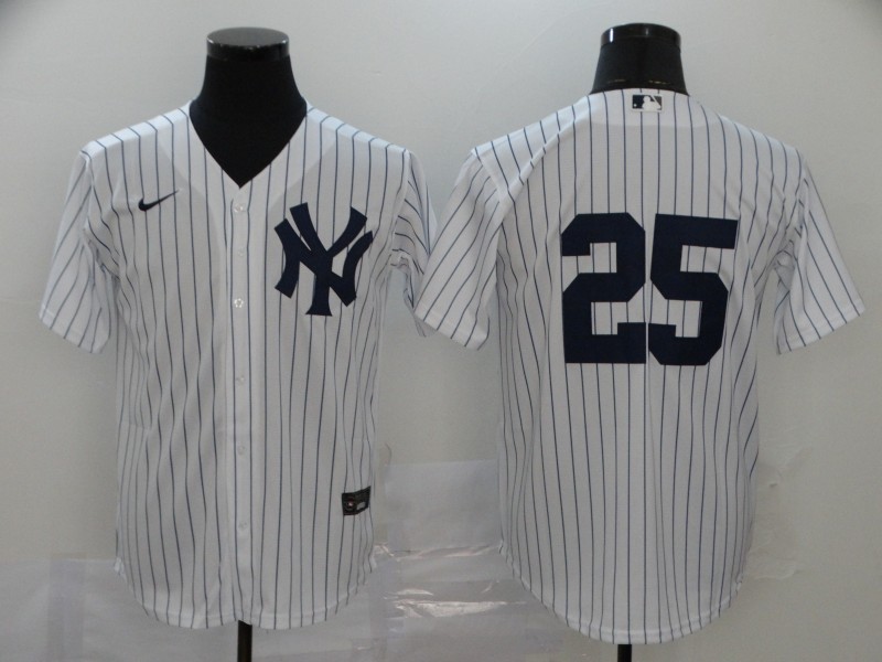 Men's New York Yankees #25 Gleyber Torres Nike White Home Cool Base Baseball Jersey