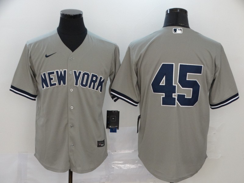 Men's New York Yankees #45 Gerrit Cole Nike Gray Road Cool Base Baseball Jersey