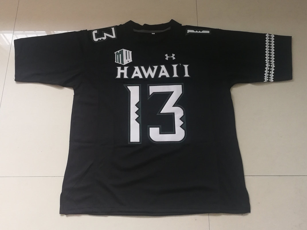 Men's NCAA Hawaii Rainbow Warriors #13 Cole McDonald Under Armour Black Football Jersey