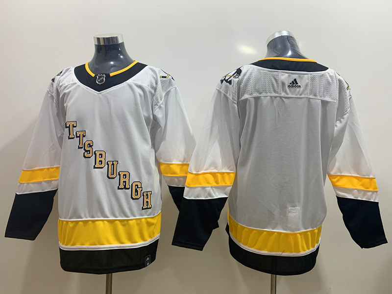 Mens Pittsburgh Penguins Blank White adidas 2020-21 Reverse Retro Special Edition Jersey