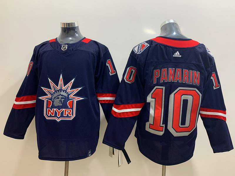 Mens New York Rangers #10 Artemi Panarin Navy adidas 2020-21 NHL REVERSE RETRO JERSEYS