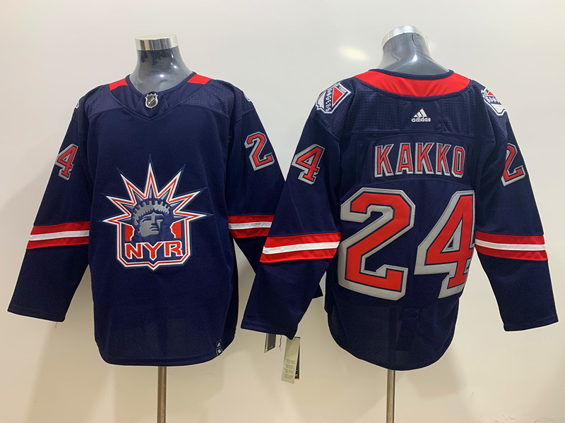 Mens New York Rangers #24 Kaapo Kakko Navy adidas 2020-21 NHL REVERSE RETRO JERSEYS