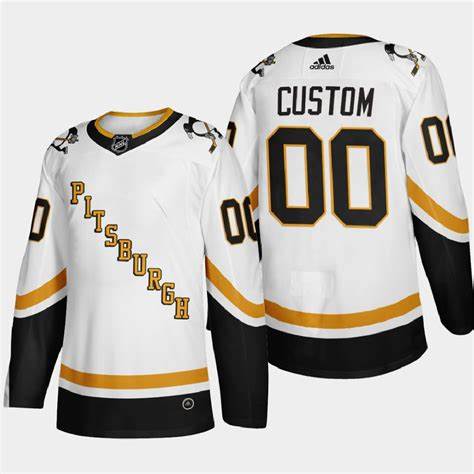 Mens Pittsburgh Penguins  Custom White adidas 2020-21 Reverse Retro Special Edition Jersey