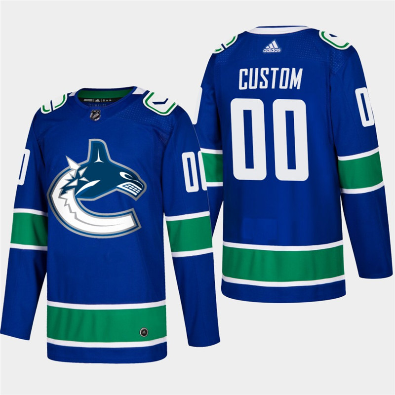 Men's Vancouver Canucks Custom adidas Home Blue Jersey