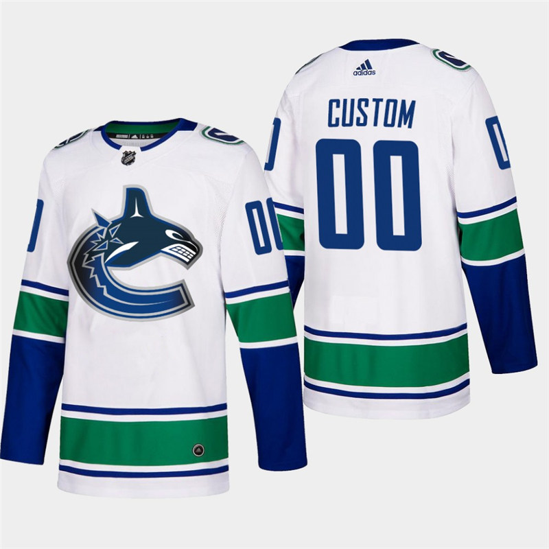 Men's Vancouver Canucks Custom adidas Away White Authentic Player Jersey
