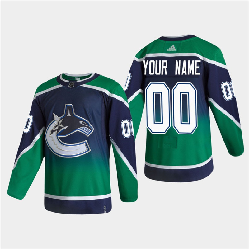 Men's Vancouver Canucks Custom adidas 2021 Season Reverse Retro Authentic Blue Jersey