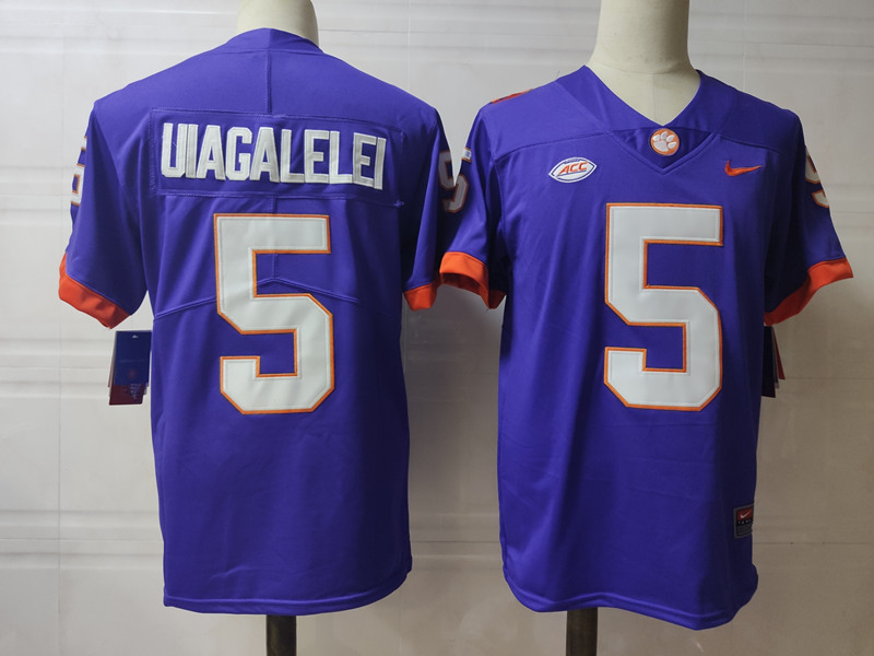 Men's Clemson Tigers #5 D.J. Uiagalelei Nike Purple Football Jersey