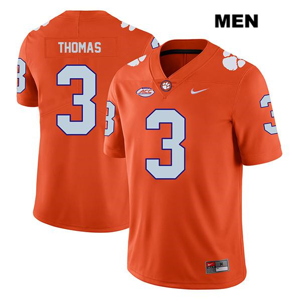 Men's Clemson Tigers #3 Xavier Thomas Nike Orange Football Jersey