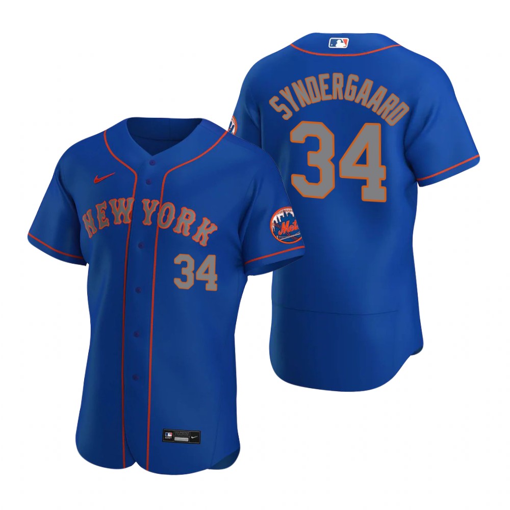 Men's New York Mets #34 Noah Syndergaard Blue Grey Stitched Nike MLB Flex Base Jersey