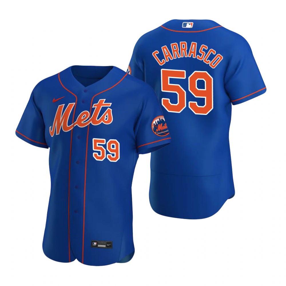 Men's New York Mets #59 Carlos Carrasco Blue Orange Stitched Nike MLB Flex Base Jersey