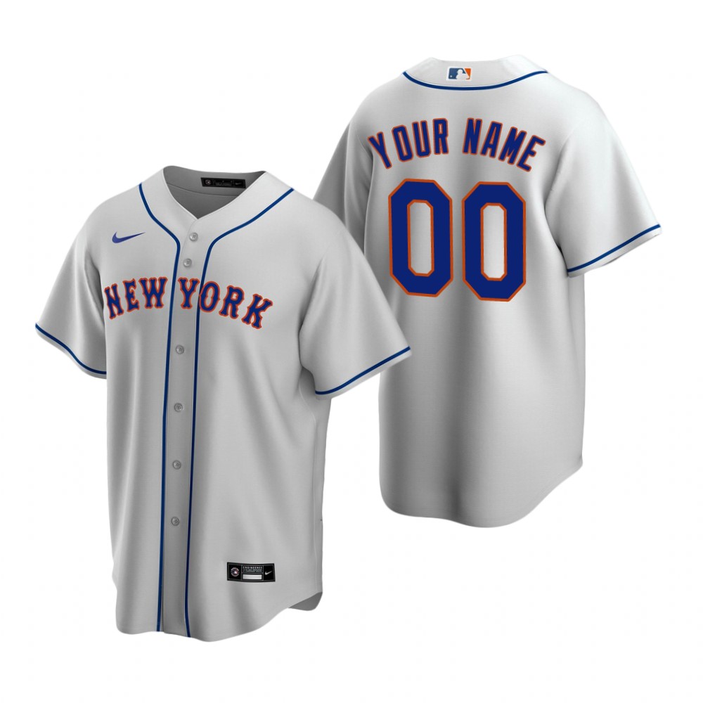 Men's New York Mets Custom Nike Gray Stitched MLB Cool Base Road Jersey