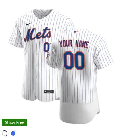 Men's New York Mets Home White Pinstripe Stitched Nike MLB Flex Base Jersey